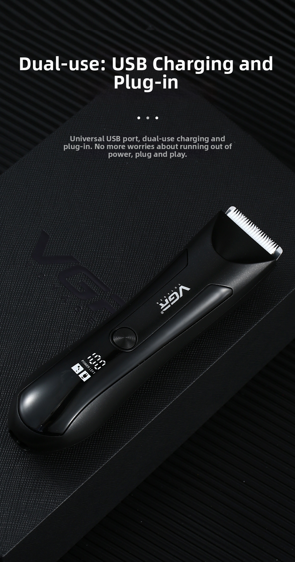 Vgr951 Electric Hair Trimmer For Men Washable With Lcd Display_voghion.com