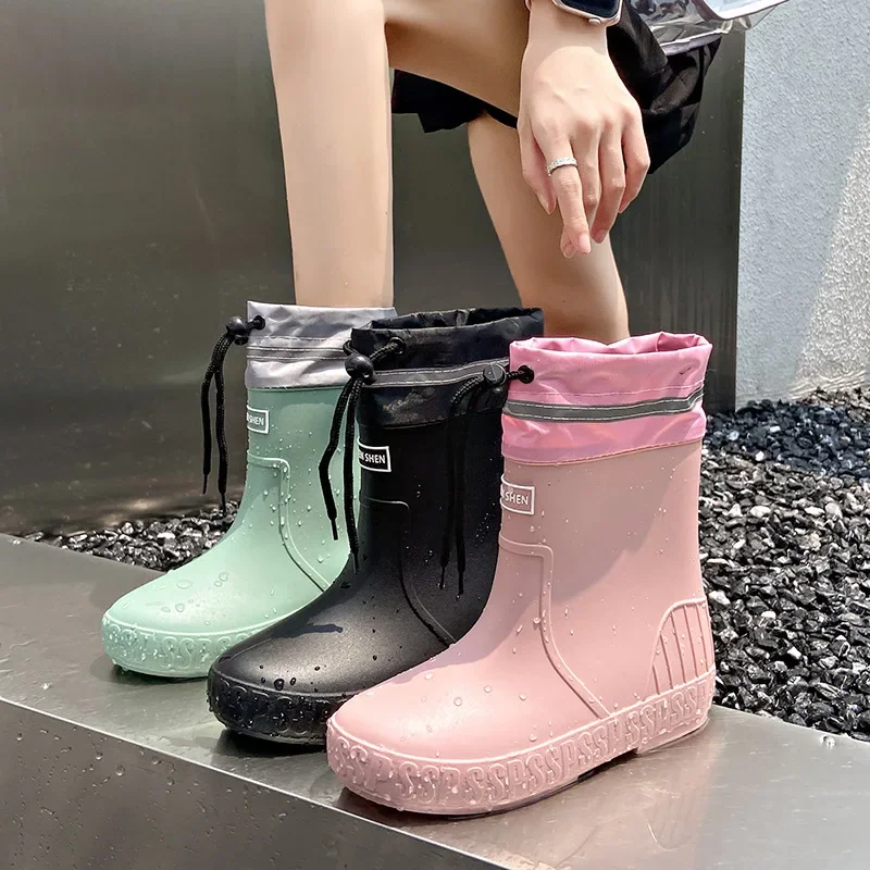 Cross-border special fashion rain boots for women's medium and short tube rain boots anti-slip waterproof shoes for adult kitchen work rubber shoes