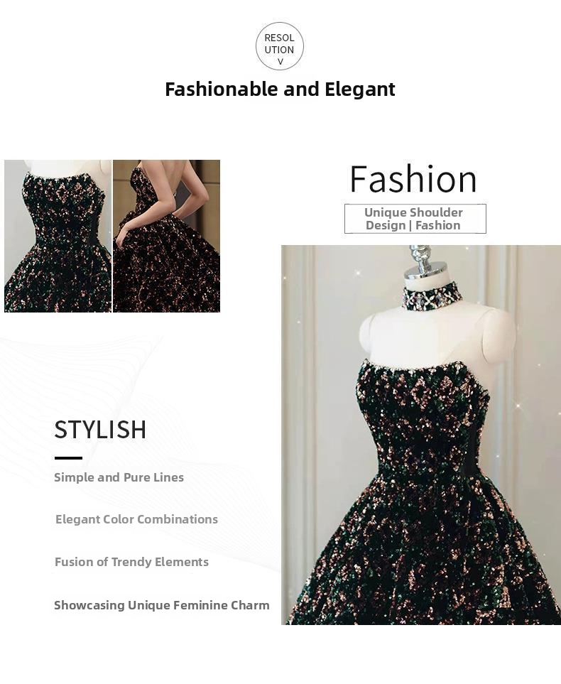 Elegant Strapless Sequined Evening Dress New Style For Women Perfect For Annual Meetings Emcees Students Art Exams Banquets_ecoleips.com