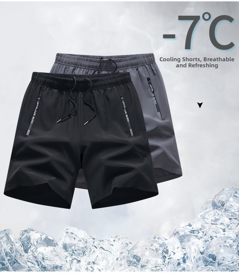 Herrenbekleidung, Herren-Freizeitshorts aus schnelltrocknender Eisseide, dünne Sporthose für Jugendliche, klimatisierte Plus-Size-Hose mit Fünf-Punkt-Funktion_voghion.com