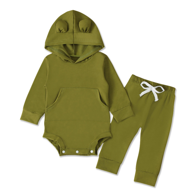 Kinder Kapuzenstrampler Und Hosen Set Für Jungen Und Mädchen_voghion.com
