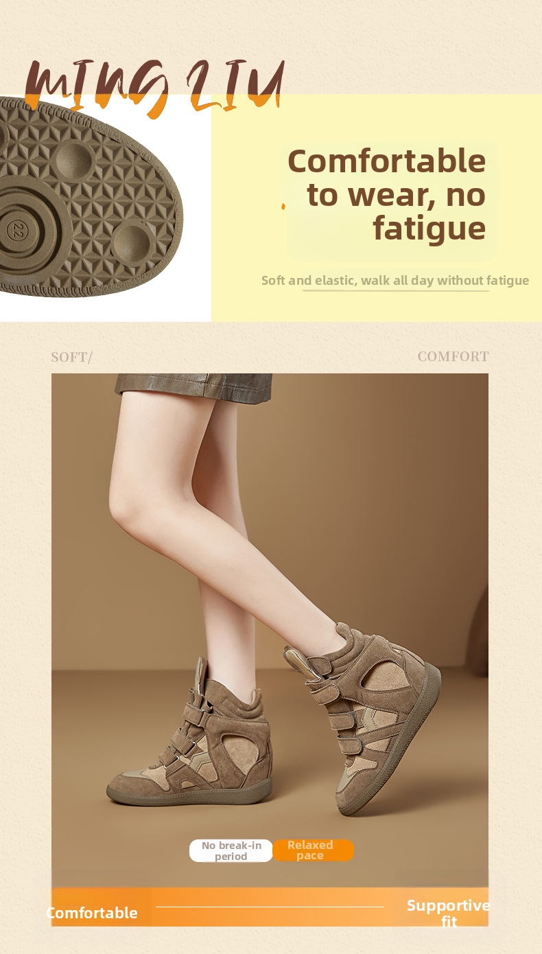 Damen Retro Echtleder Keil-sneaker Weiße Freizeitschuhe_voghion.com