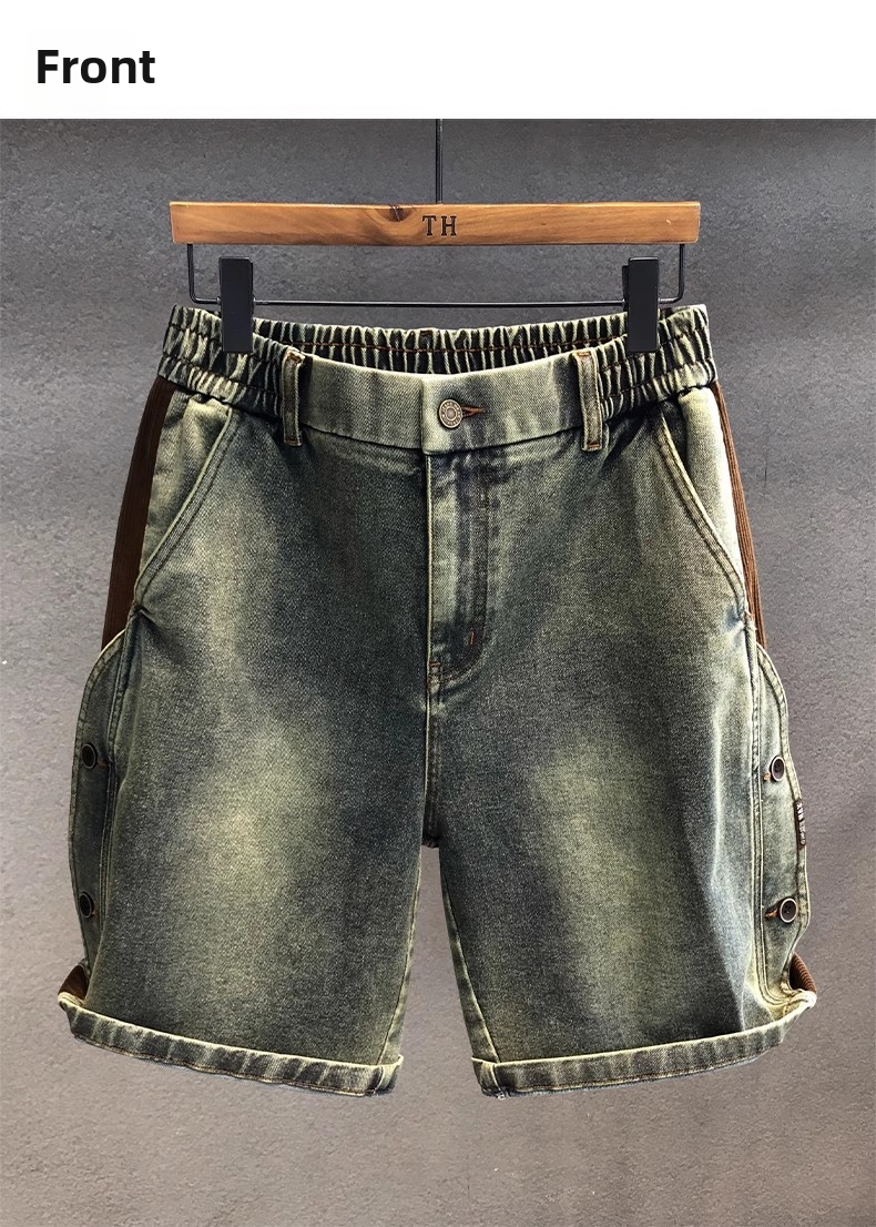 Men's Heavy Duty Washed Denim Cargo Shorts High Quality Black And Gray Loose Fitting_mkmklike.com