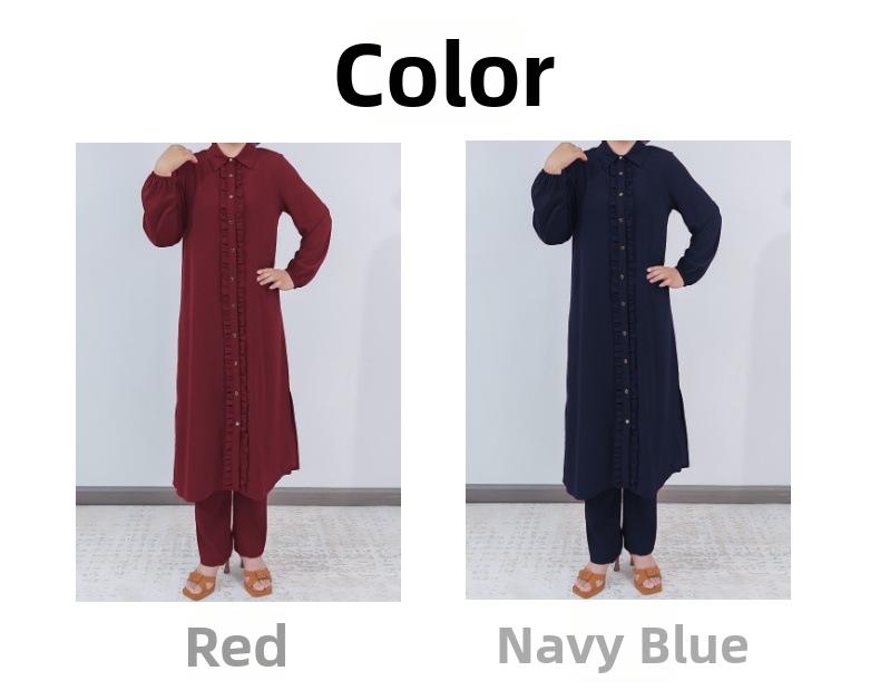 Abito da sera modesto completo due pezzi donna camicia con balze_voghion.com