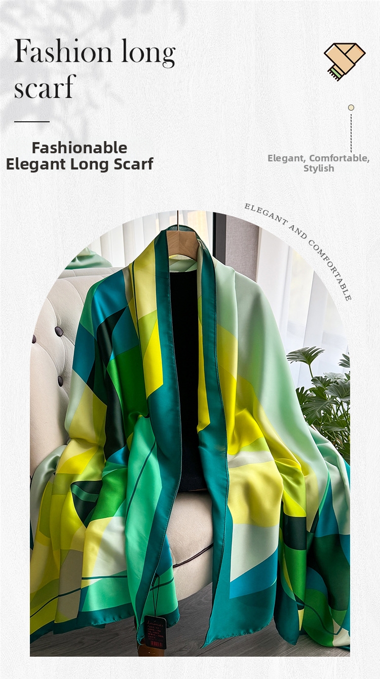 Foulard in seta artificiale da donna stile etnico in raso_voghion.com
