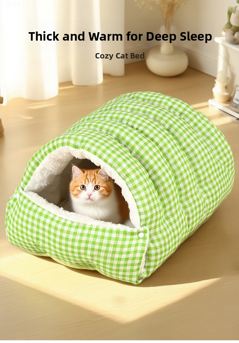Geschlossenes Katzenbett Höhle Wärmender Kuschelsack Für Katzen_voghion.com