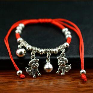 Xizang Silver Zodiac Silver Bracelet Foot Buming Year Woven Red Rope Foot Ring Transfer Foot Chain Jewelry