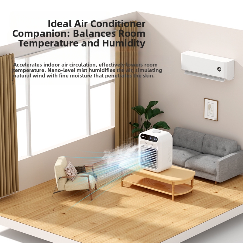 Mini-Tisch-Klimaanlage mit Ventilator für Zuhause und Büro, Luftbefeuchter und Sprühfunktion für Studentenwohnheime_voghion.com