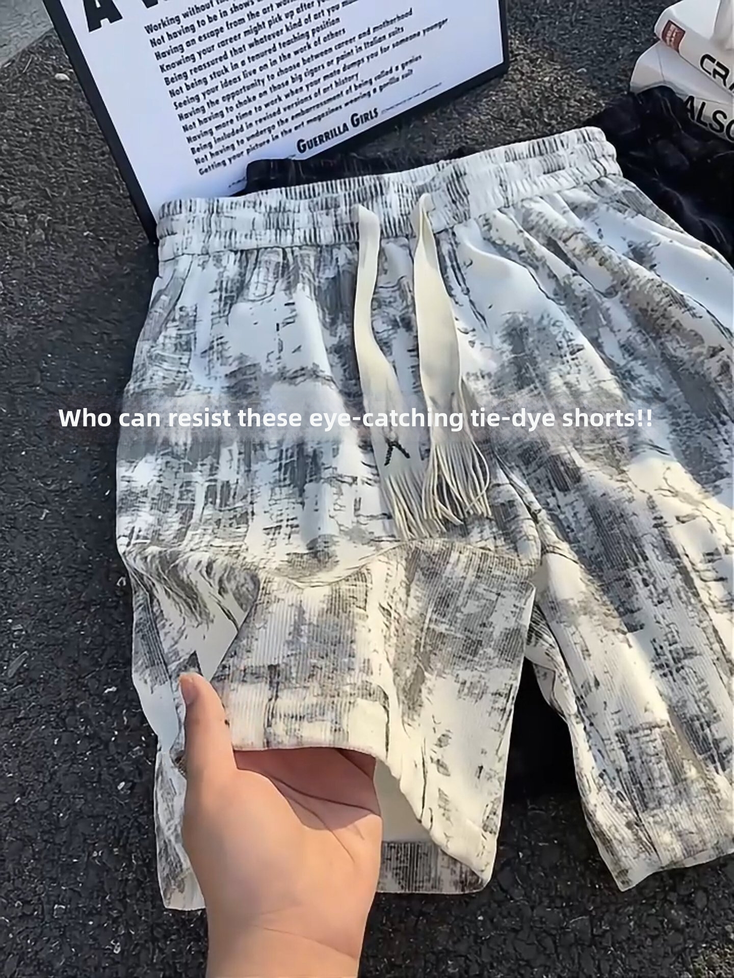 Unisex Summer Tie-Dye Shorts, Wabi-Sabi Style Loose Fit 5-Inch Casual High Street Fashion Shorts For Men And Women_viptrois.com