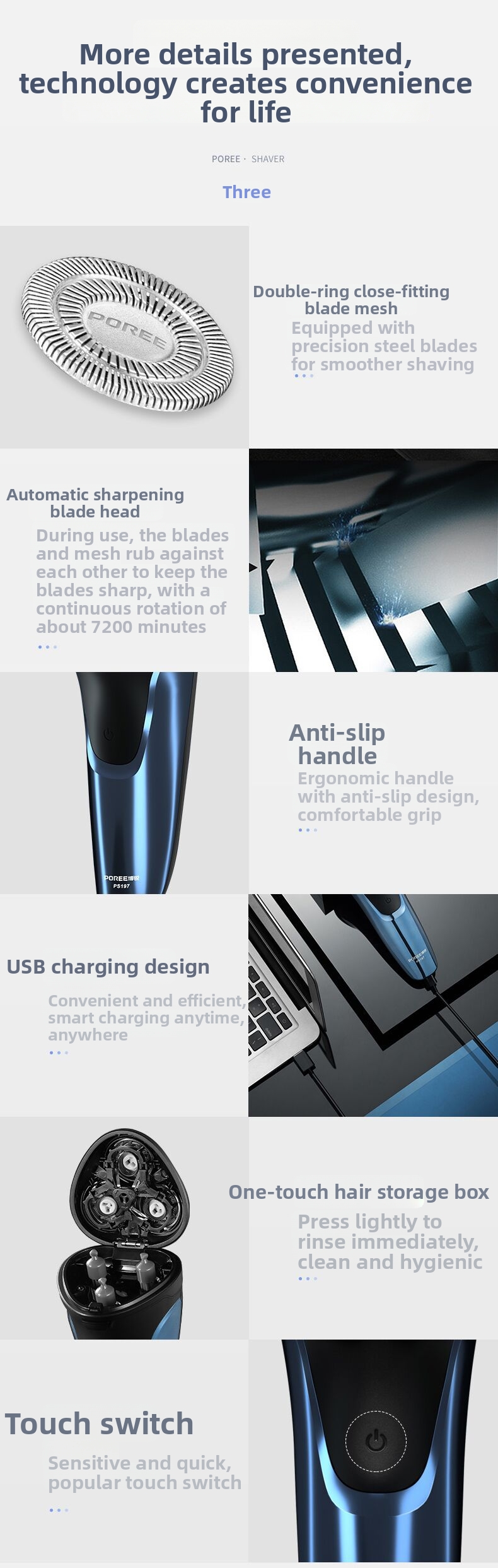 Electric Shaver For Men Rechargeable Fully Washable Three Head_voghion.com