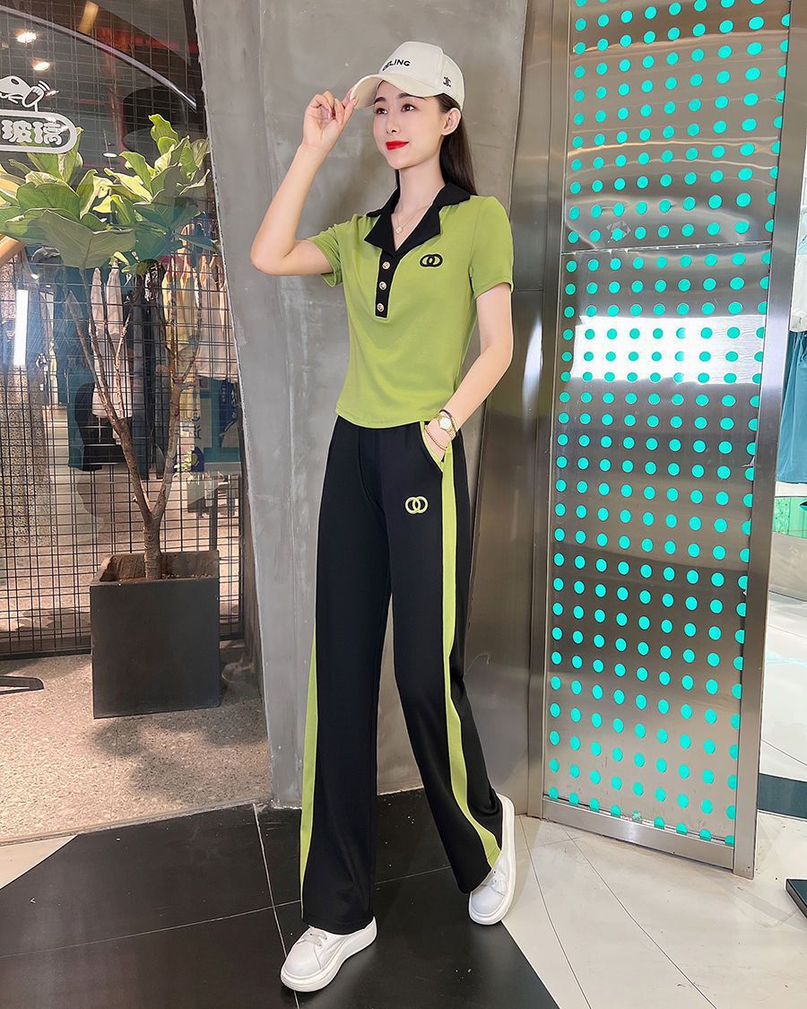 Women's Pant Set Lapel Short Sleeve Chic Professional Two Piece_voghion.com