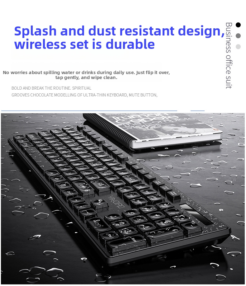 Combo tastiera e mouse wireless: digitazione silenziosa, design ergonomico, mouse ottico da 1500 DPI, ricevitore USB Plug & Play, resistente agli schizzi (nero/bianco)_voghion.com