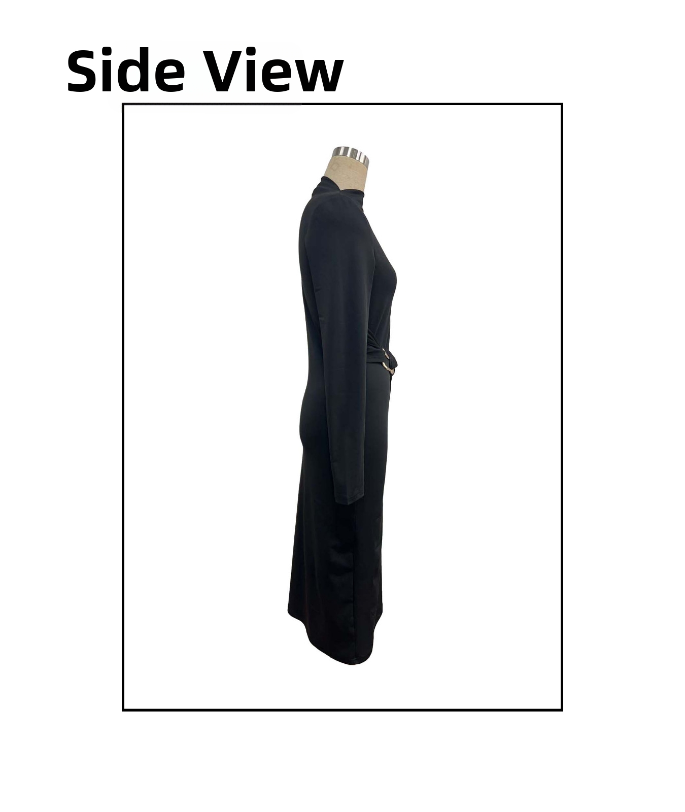 Spring New Arrival Women's Stand Collar Knitted Dress Solid Color Slim Fit Metal Button Style_ecoleips.com