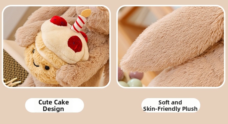 Peluche de coelhinho bolo brinquedo macio presente aniversário_voghion.com