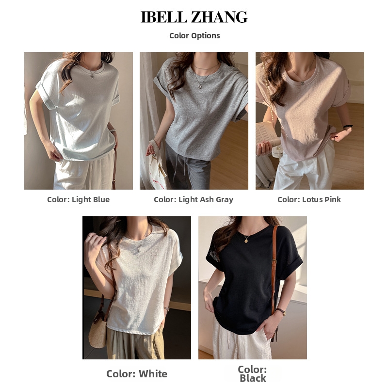 Women's Clothing Summer Style Women's T-Shirt Loose Batwing Sleeve Round Neck Short Sleeve Relaxed Fit For Outerwear_ecoleips.com