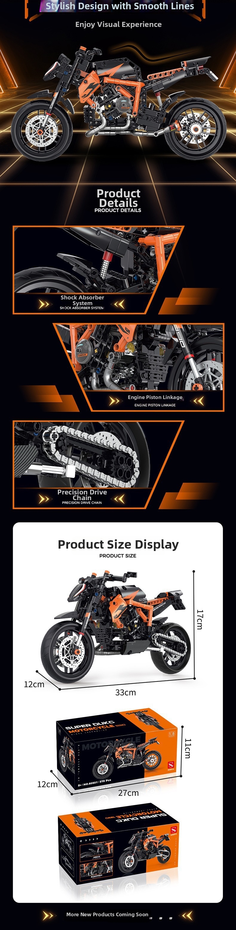Moto en blocs de construction jouet pour garçon cadeau créatif_voghion.com