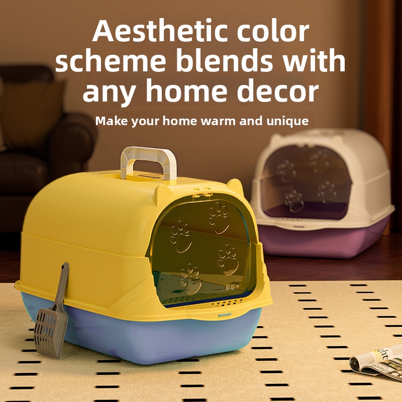 Extra Large Cat Litter Box Fully Enclosed Or Semi Enclosed Odor Proof And Splash Proof Cat Toilet Pet Supplies_voghion.com