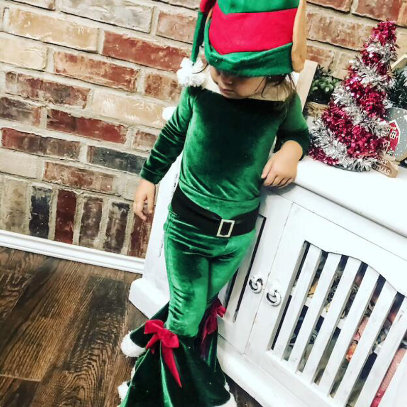 Conjunto de roupa de natal para crianças blusa calça e gorro_voghion.com