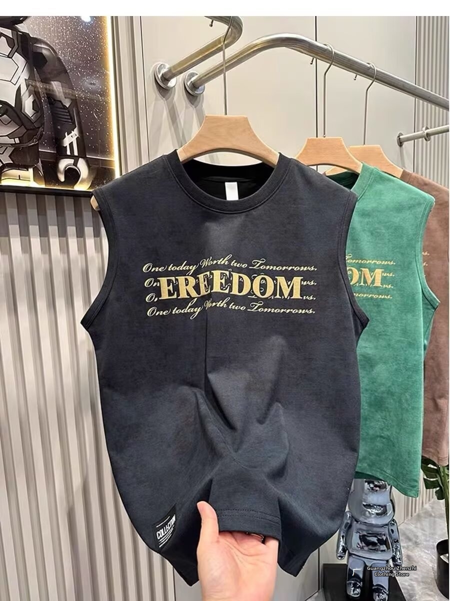 Regata masculina estampada verão muscle tee para ginásio e rua_voghion.com