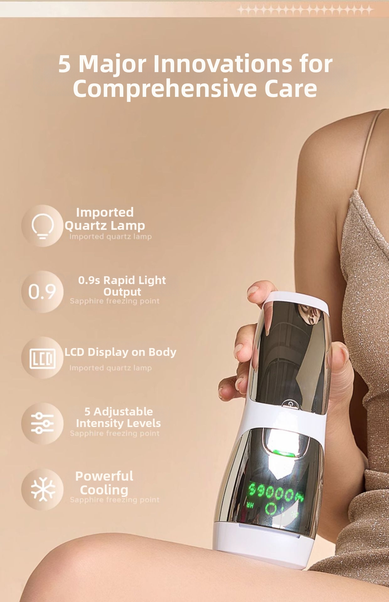 Aparelho de depilação a laser Ice Point Sapphire - Tratamento indolor para todo o corpo, ideal para uso doméstico, adequado para salões de beleza, axilas e genitais._voghion.com
