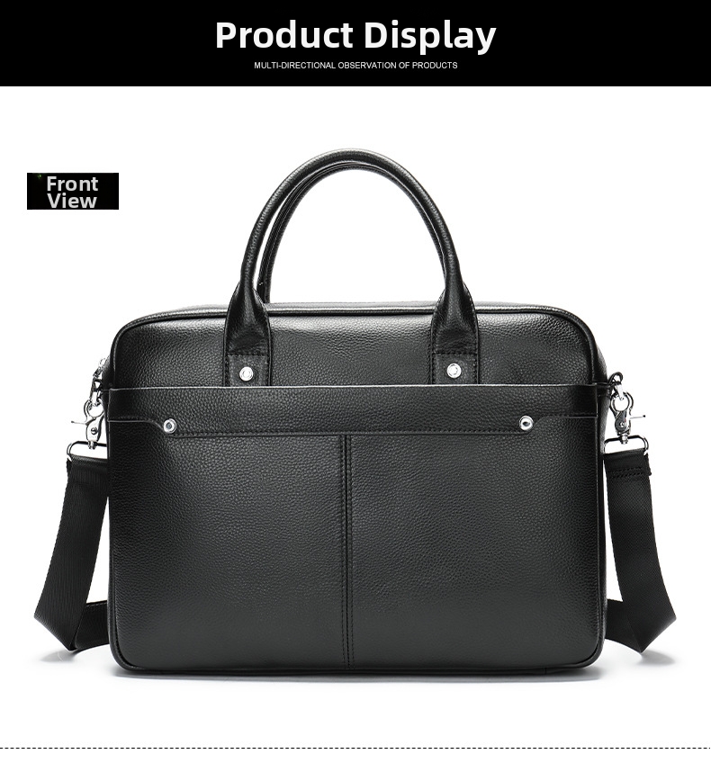 Leather Briefcase For Men Genuine Top Grain Cowhide Handbag_voghion.com