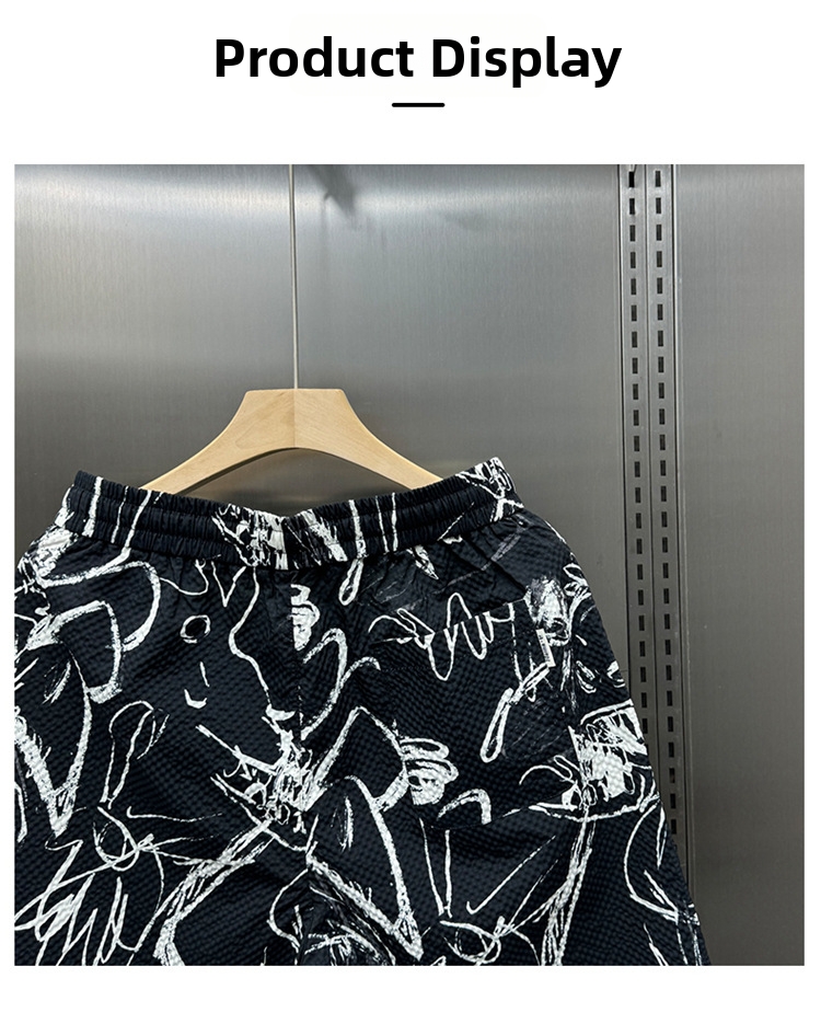 Herrenshorts Mit Modischem Muster Lässige Weite Sommerhose_voghion.com