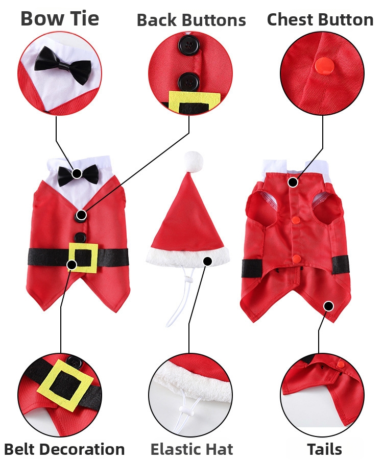 Trajes navideños, suministros para mascotas, ropa para perros, sombreros navideños para perros pequeños, medianos y grandes, bichón frisé y schnauzer._voghion.com
