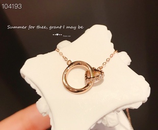 2023 New 18K Gold Diamond Necklace Simple All Match A Mobius Ring Love Necklace