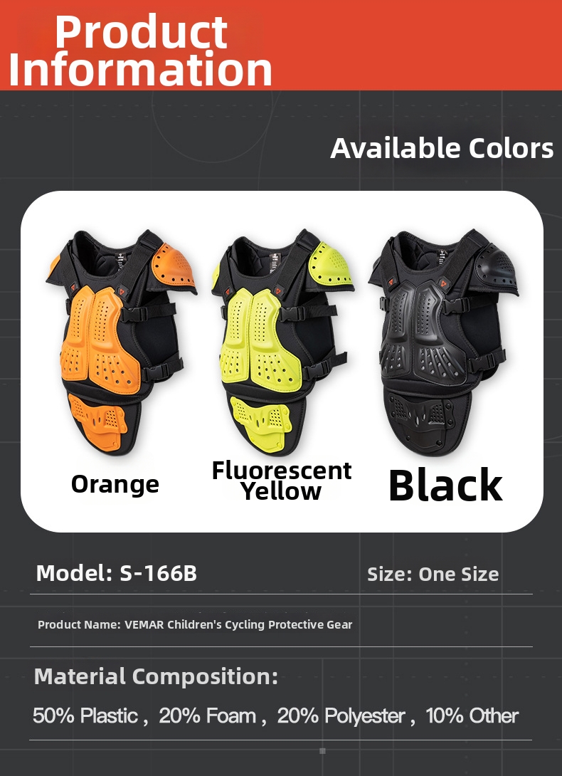Children's Motorcycle Protective Suit For Riding And Roller Skating Breathable Anti-Fall Back And Chest Protection Balance Bike Sports Gear_voghion.com