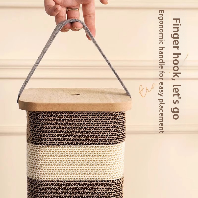 Post Style Cat Scratching Board Thickened Corrugated Cardboard Two Piece Design Portable Wear Resistant Lint Free Cat Tree Toy_voghion.com