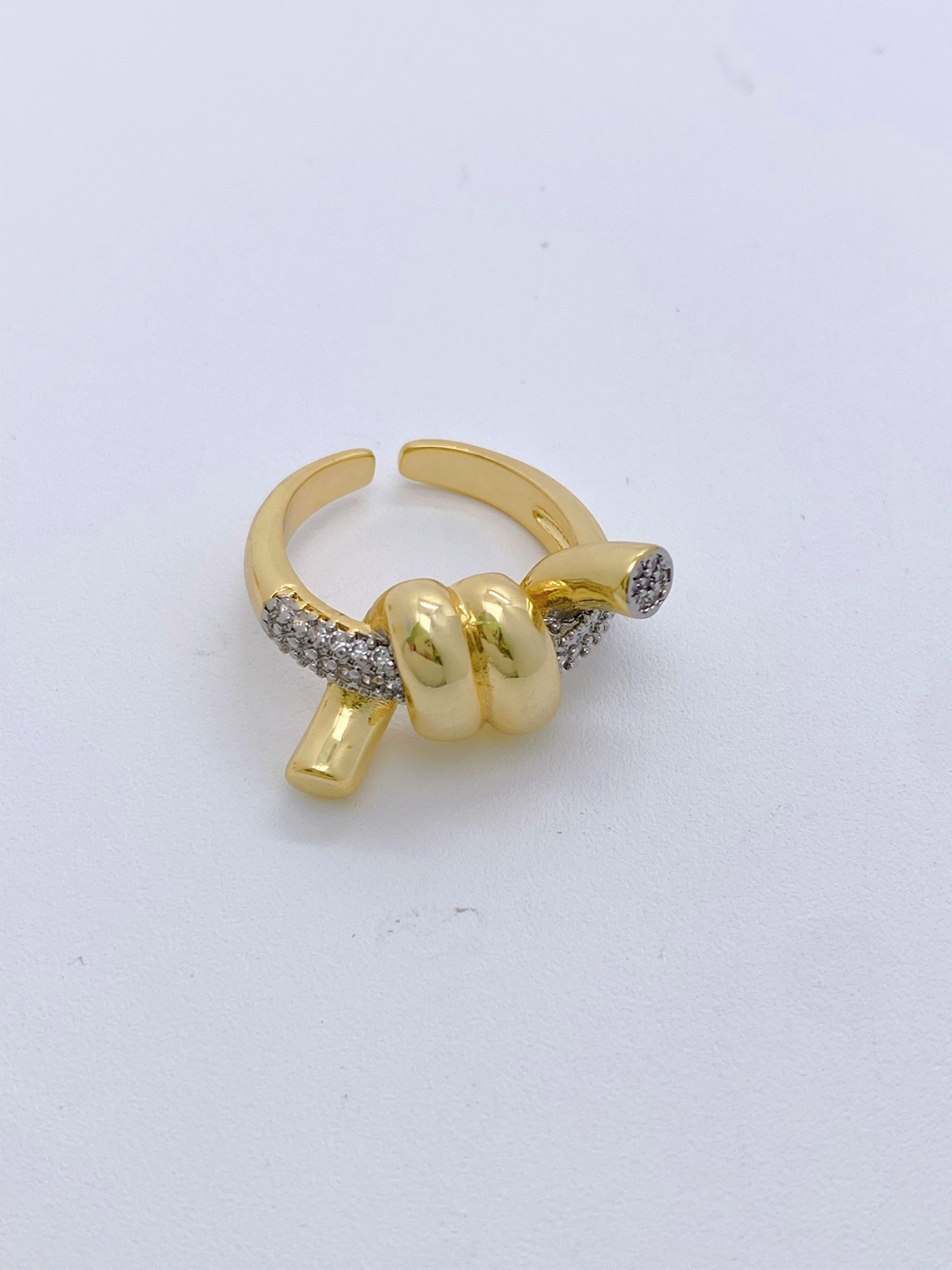 Casual, Daily Occasion Wholesale Jewelry IG Style Irregular Copper Zircon 18K Gold Plated Mixed Metal Plating Inlay Open Rings