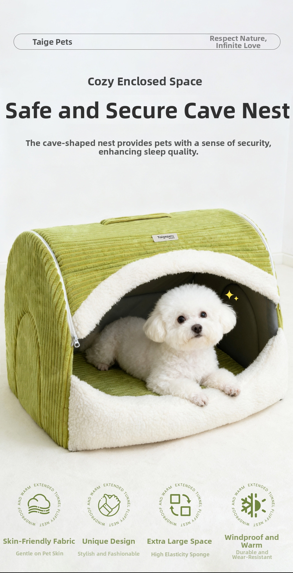 Warm Enclosed Dog Kennel For Medium And Large Breeds Washable Bed_voghion.com