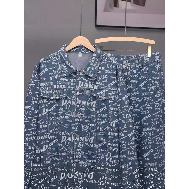 Men's Casual Denim Jacket Spring Autumn Trendy Wear Matching Set Handsome Suits_voghion.com