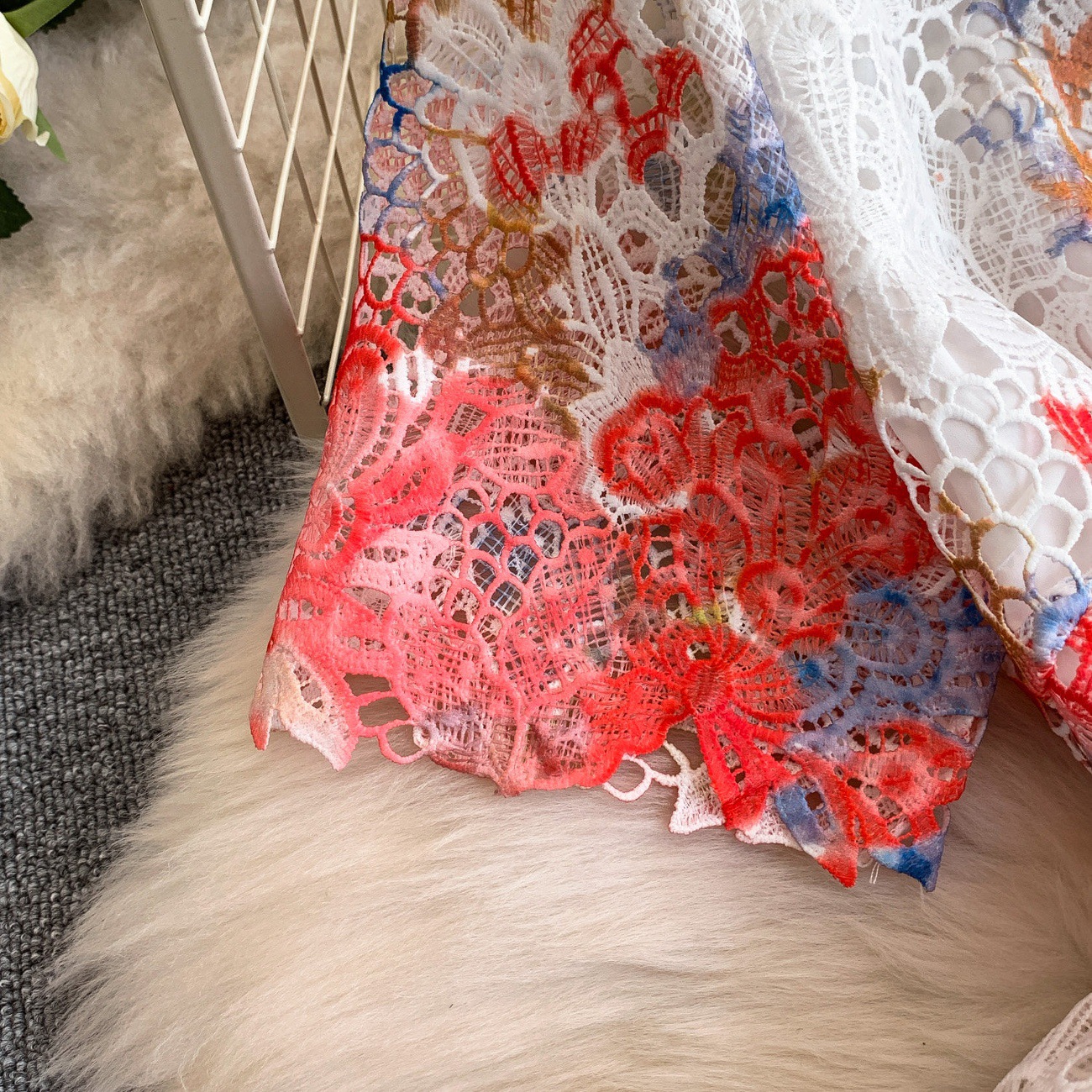 Women's Clothing French Retro Romantic Lace Print Dress Stand Collar High Waist Elegant Slit Long Skirt Casual Summer Fashion_ecoleips.com