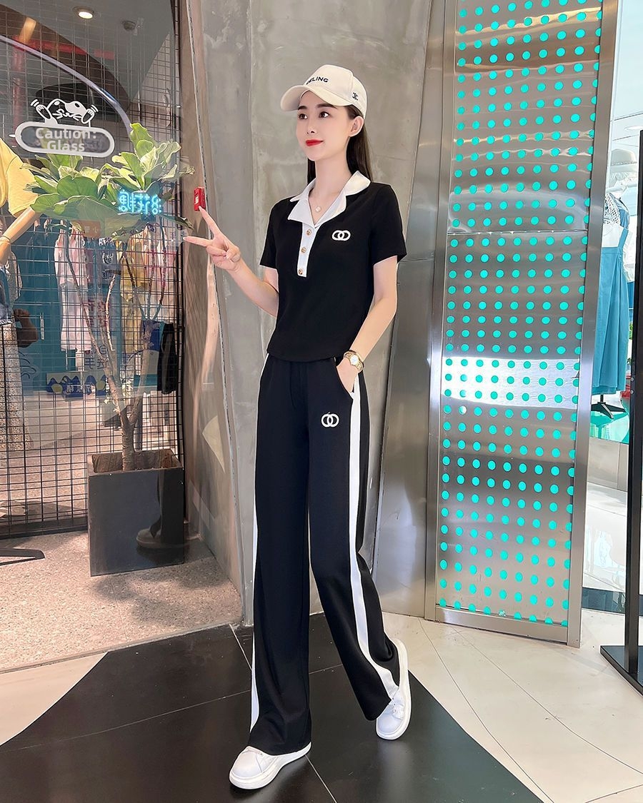 Women's Pant Set Lapel Short Sleeve Chic Professional Two Piece_voghion.com