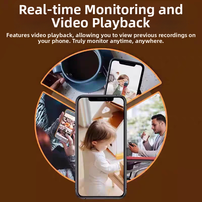 Telecamera di sorveglianza domestica wireless con monitoraggio HD, senza monitor né cavo di alimentazione. Dispositivo di sicurezza digitale intelligente per smartphone._voghion.com