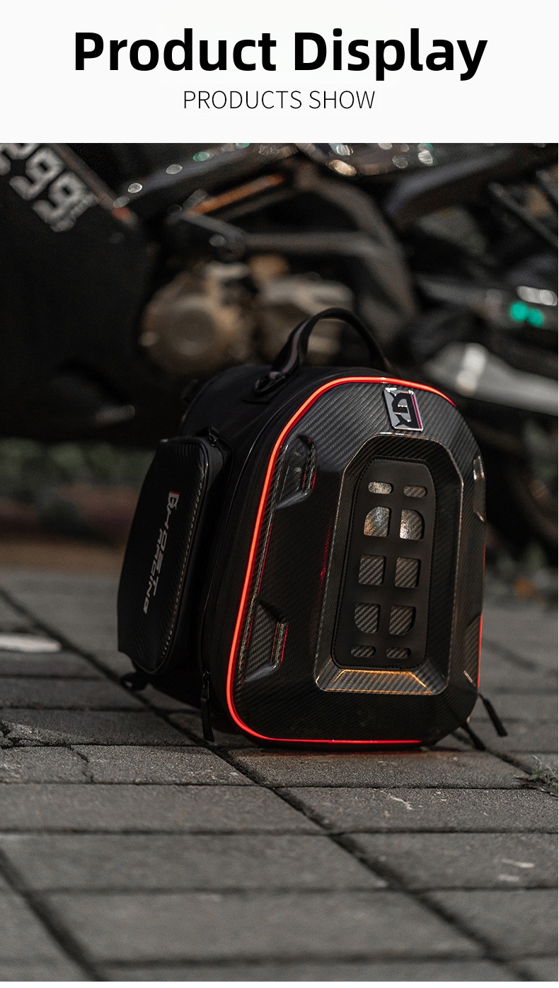 Motorcycle Riding Backpack Rear Seat Bag With Led Hard Shell_voghion.com