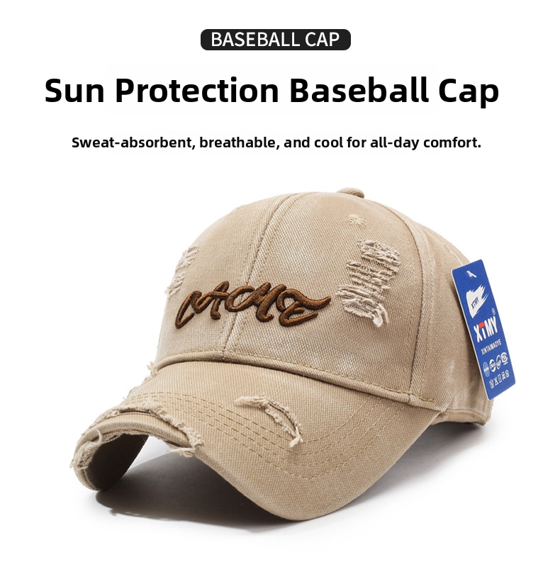 Retro ripped baseballkeps för herr och dam broderad keps_voghion.com