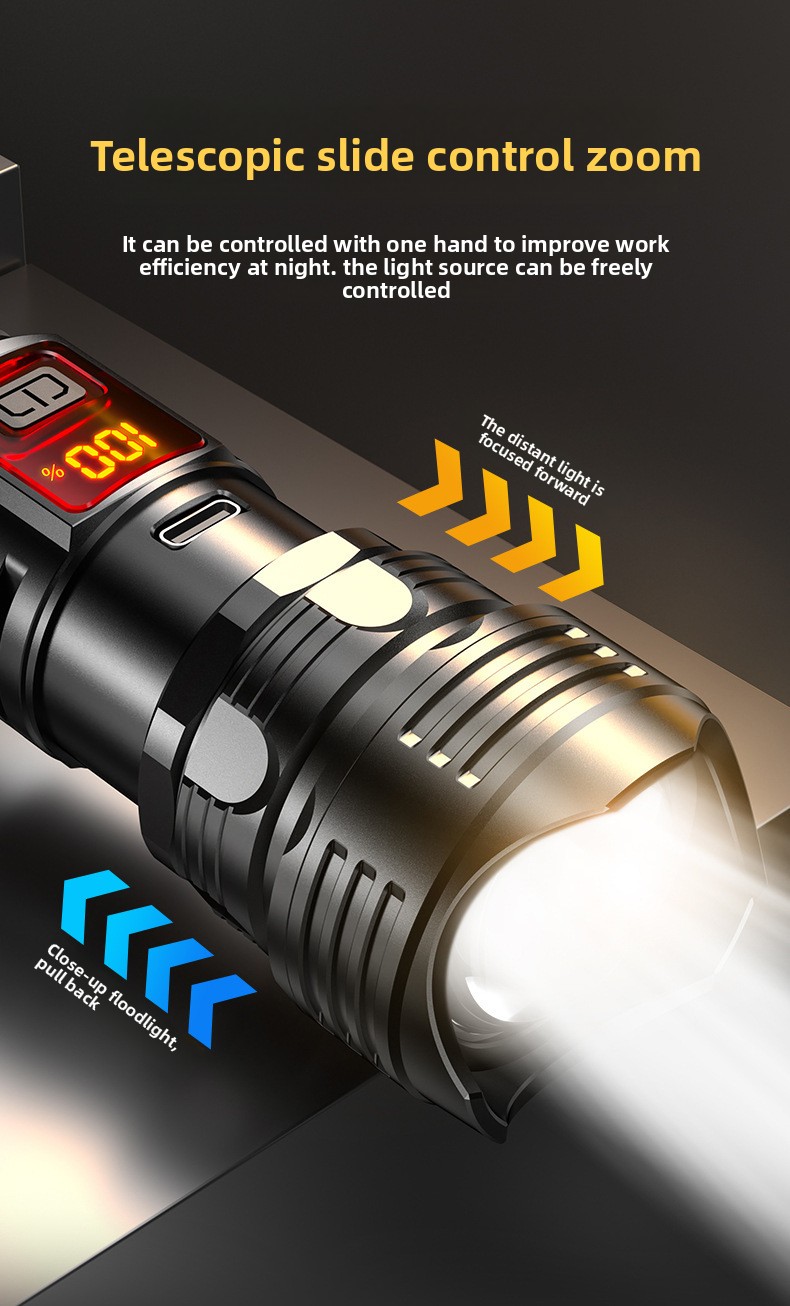 Flashlight digital display battery indicator