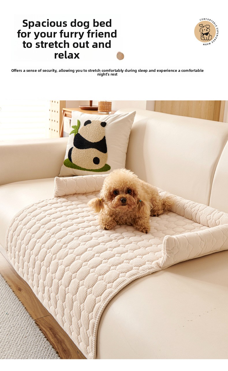 1PC Weiche Cord Hund Sofa Abdeckung Plaid Haustier Bett Decke Matte für Große Hund Pad mit Nacken Kissen verdicken Katze Beruhigende Nest Couch Bett – Detail 4