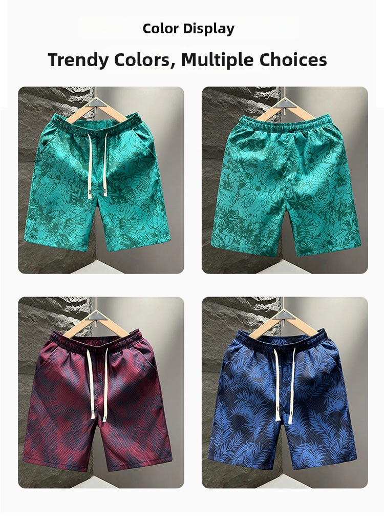 Men's Trendy Brand Camouflage Quick Drying Shorts Casual Loose Fit Five Point Beach Light Luxury Versatile Summer Bottoms_viptrois.com