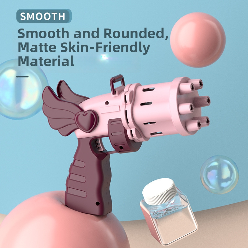 Macchina per bolle di sapone a forma di cuore con ali, fori multipli e a prova di perdite, popolare giocattolo online per sport e attività all'aperto._voghion.com