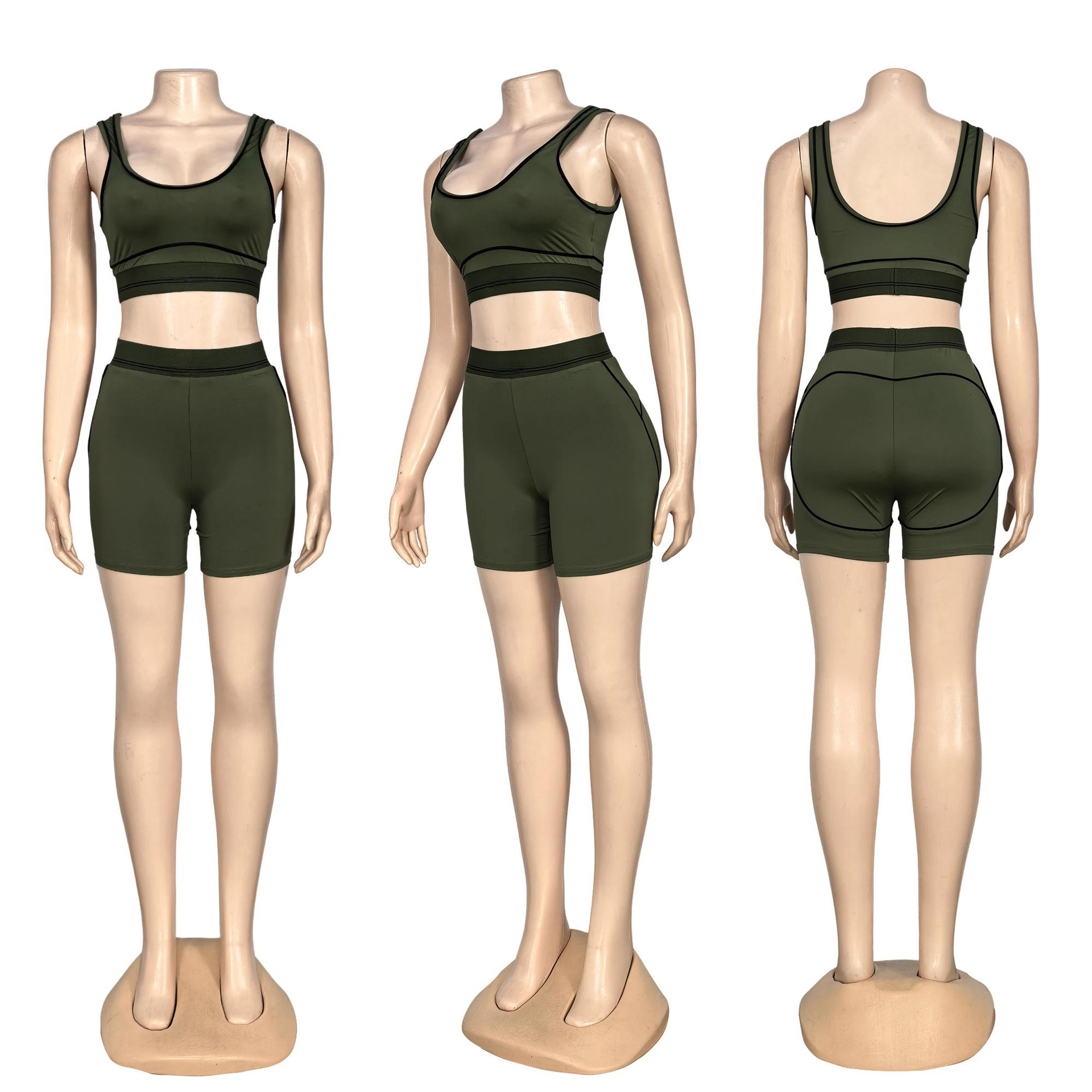 Women's Clothing High Waisted Embroidered Letter Fitness Yoga Shorts Vest Set High Elasticity Hip Lifting Fashionable Women's Clothing 7 Colors_ecoleips.com
