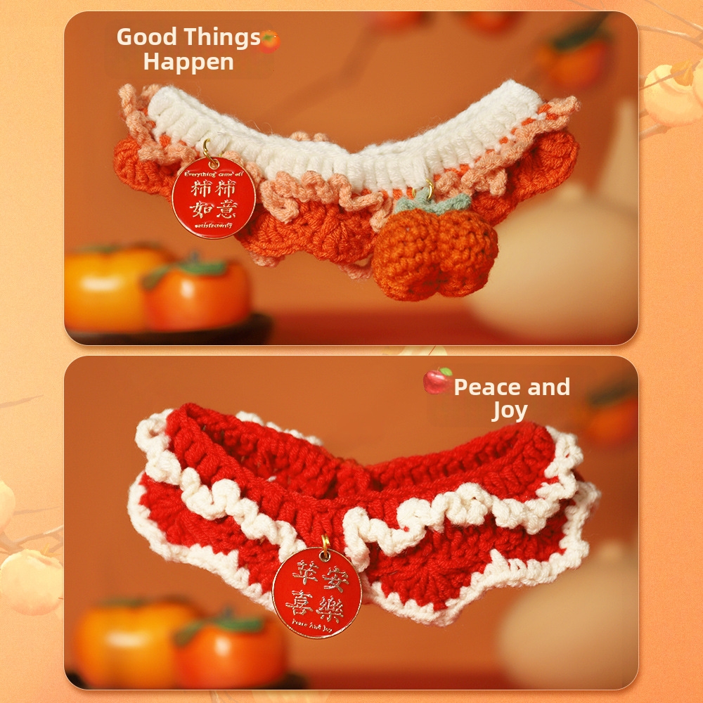 Collier de Noël en peluche pour chat et chien, écharpe pour animaux de compagnie, accessoire doux et chaud pour chatons et chatons d'automne._voghion.com