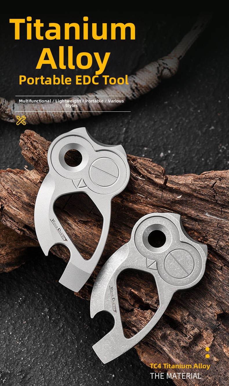 Titanium Alloy Owl Bottle Opener Portable Outdoor Tool Keychain_voghion.com
