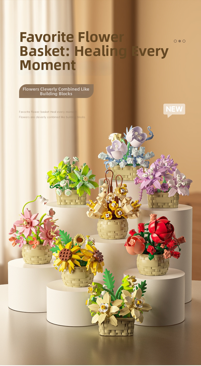 Blumenkorb Bausteine Set Mit Blumen Für Kreatives Bauen_voghion.com