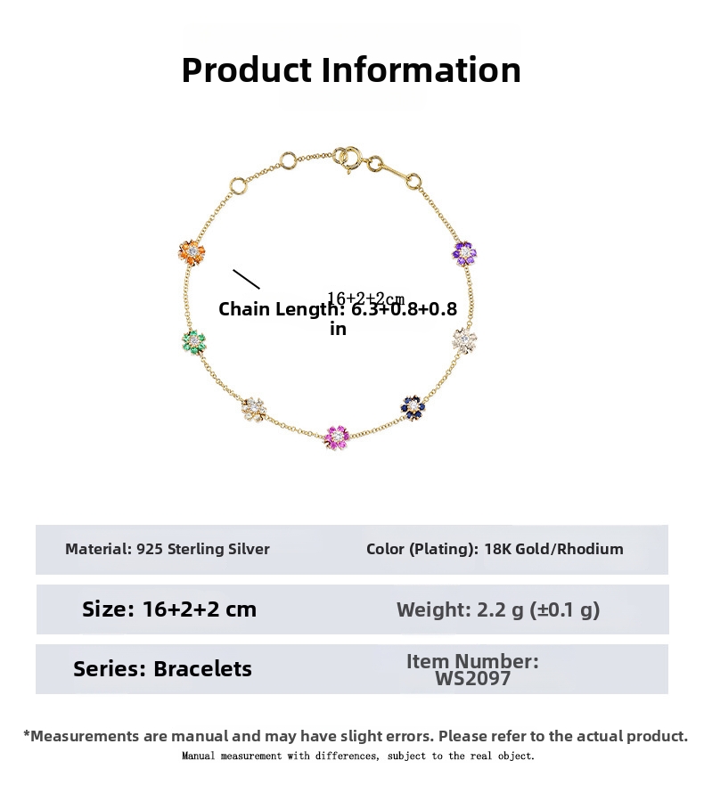 Bracciale fiore in argento sterling e zircone design unico_voghion.com