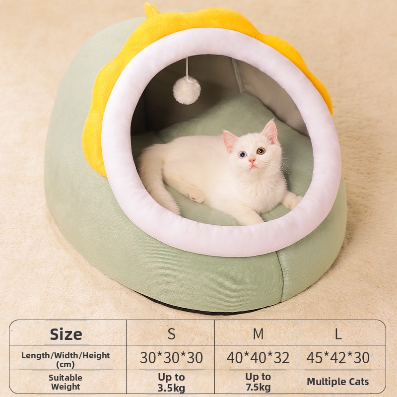 Enclosed Cat House Winter Warming Summer Dog Bed All-Season Suitable For Kittens And Cats Pet Supplies_voghion.com