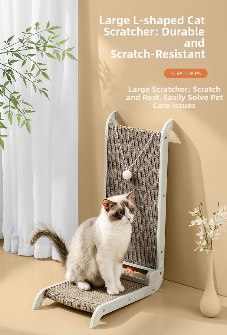 L Shaped Cat Scratching Post Wall Mounted Scratch Resistant Large Size Anti Scratch Pet Toy_voghion.com