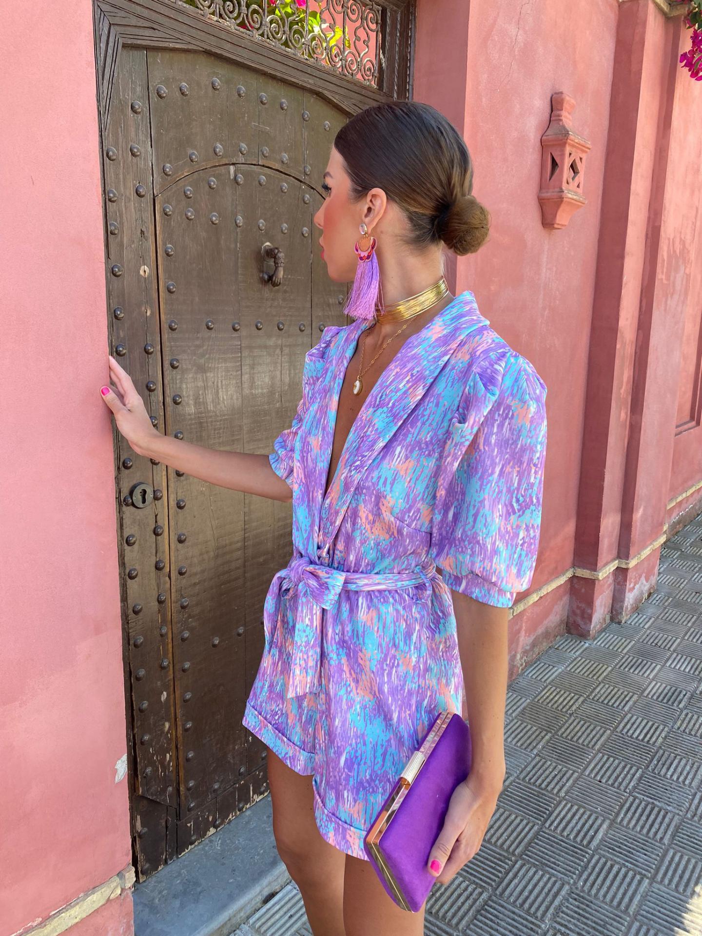 Damen Sommer Jumpsuit Mit V-ausschnitt Und Puffärmeln Elastisch_voghion.com